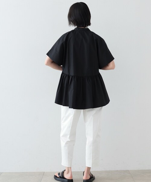 GALLEST（ギャレスト）の「◆スタンドカラーペプラムブラウス（シャツ/ブラウス・レディース・ホワイト/カーキ/オレンジ/ブラック・34/38）」の8枚目の写真