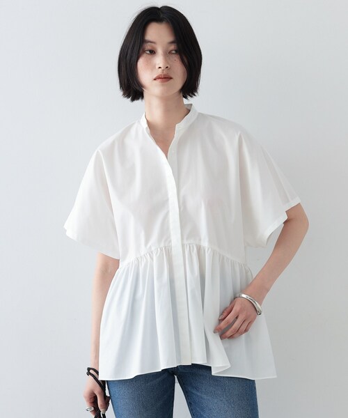 GALLEST（ギャレスト）の「◆スタンドカラーペプラムブラウス（シャツ/ブラウス・レディース・ホワイト/カーキ/オレンジ/ブラック・34/38）」の17枚目の写真