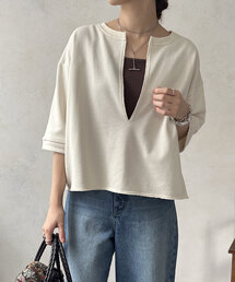 DouDou | 5分袖スリットプルオーバー(Tシャツ/カットソー)