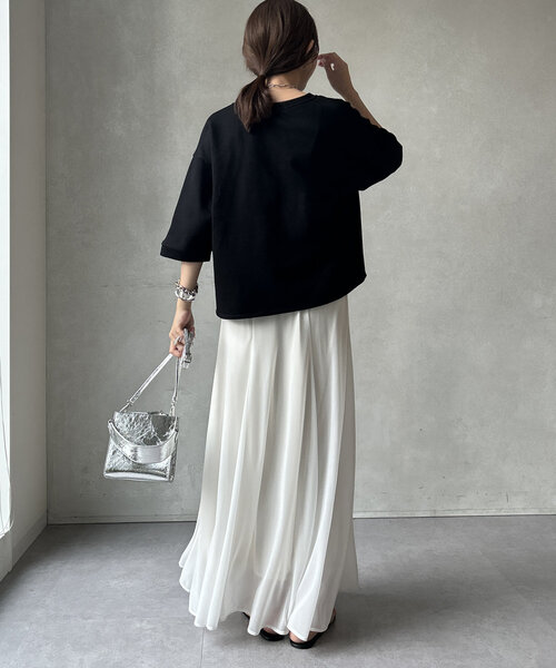 DouDou（ドゥドゥ）の「5分袖スリットプルオーバー（Tシャツ/カットソー・レディース・カーキ/ブラック/ベージュ・FREE）」の7枚目の写真