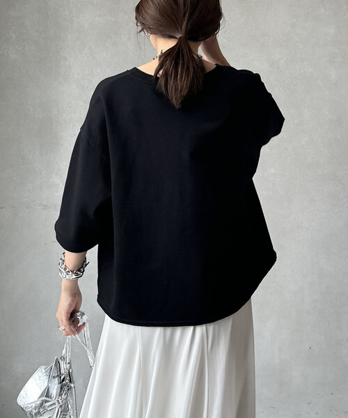 DouDou（ドゥドゥ）の「5分袖スリットプルオーバー（Tシャツ/カットソー・レディース・カーキ/ブラック/ベージュ・FREE）」の10枚目の写真