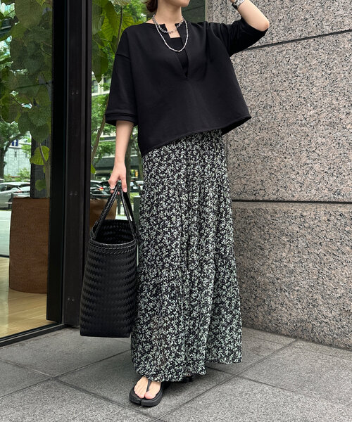 DouDou（ドゥドゥ）の「5分袖スリットプルオーバー（Tシャツ/カットソー・レディース・カーキ/ブラック/ベージュ・FREE）」の11枚目の写真