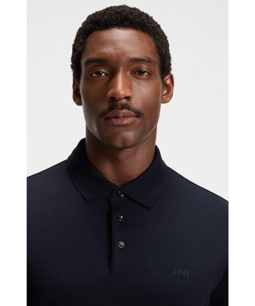 BOSS(ボス)の「ロゴエンブロイダリー コットンインターロック ポロシャツ (ポロシャツ・メンズ・ブラック/ホワイト/ダークブルー・XL/L/XXXL/XXL/M/S)」の12枚目の写真