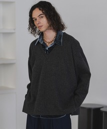 CASPER JOHN | Deep V-neck knit sweat/ディープVネックニットスウェット(スウェット)