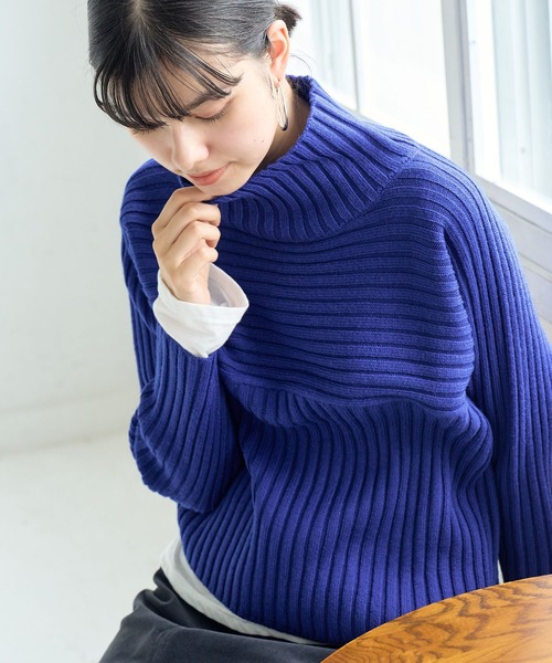 セール】【WEB限定カラーあり】アソートリブ切り替えニットプル