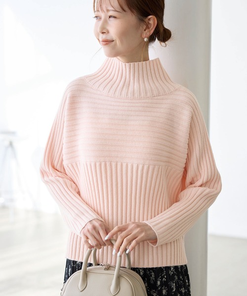 セール】【WEB限定カラーあり】アソートリブ切り替えニットプル