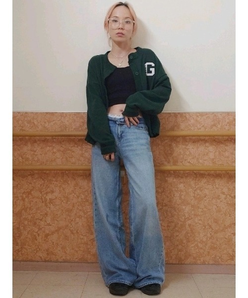 GAP（ギャップ）の「ヴィンテージソフト オーバーサイズ バーシティカーディガン（カーディガン/ボレロ・レディース・グリーン/ブラック/ライトグレー・XL/XS/S/L/XXS/M）」の11枚目の写真