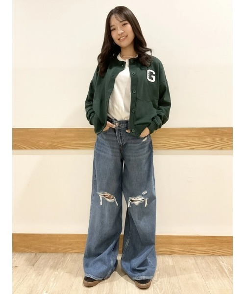 GAP（ギャップ）の「ヴィンテージソフト オーバーサイズ バーシティカーディガン（カーディガン/ボレロ・レディース・グリーン/ブラック/ライトグレー・XL/XS/S/L/XXS/M）」の14枚目の写真