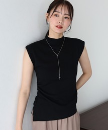 バックボタンフレンチスリーブニット