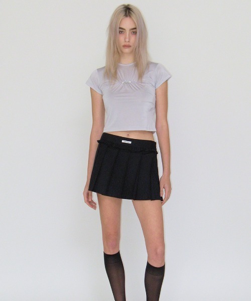 セール】GLOSSY SHIRRING LOGO TOP（Tシャツ/カットソー