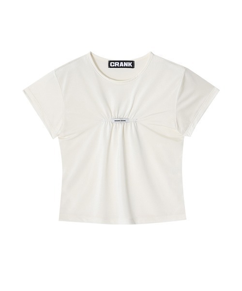 セール】GLOSSY SHIRRING LOGO TOP（Tシャツ/カットソー