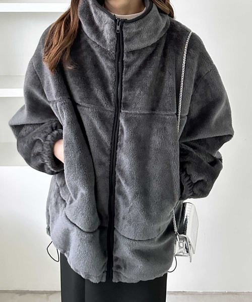 GeeRA(ジーラ)の「配色デザインファーボアミドルコート(その他アウター・レディース・ベージュ/グレー・MEDIUM/LARGE)」の18枚目の写真
