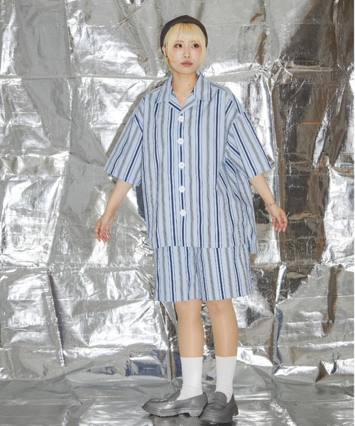 L.H.P（エルエイチピー）の「neuron/ニュウロン/ストライプハーフパンツ（その他パンツ・レディース・ブルー/イエロー・F）」の9枚目の写真