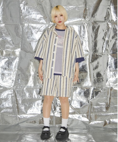 L.H.P（エルエイチピー）の「neuron/ニュウロン/ストライプハーフパンツ（その他パンツ・レディース・ブルー/イエロー・F）」の15枚目の写真
