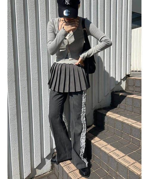 WC(ダブル シー)の「レースラインフレアパンツ(その他パンツ・レディース・グレー/ブラック・FREE)」の6枚目の写真