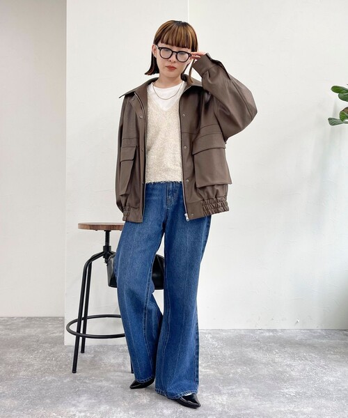 fredy emue（フレディエミュ）の「フェイクレザーブルゾン（ブルゾン・レディース・ブラウン/ブラック・38）」の3枚目の写真