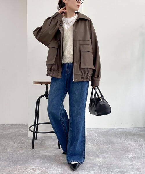 fredy emue（フレディエミュ）の「フェイクレザーブルゾン（ブルゾン・レディース・ブラウン/ブラック・38）」の5枚目の写真