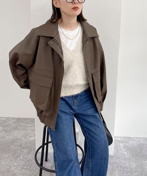 fredy emue（フレディエミュ）の「フェイクレザーブルゾン（ブルゾン・レディース・ブラウン/ブラック・38）」の10枚目の写真