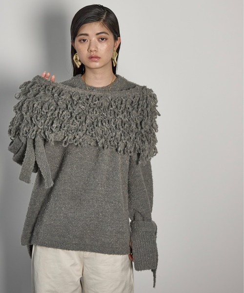 THE YOn(ザヨン)の「ループシャギーニットスヌード(ネックウォーマー/スヌード・レディース・アイボリー/ブラック/グレー・FREE)」の8枚目の写真