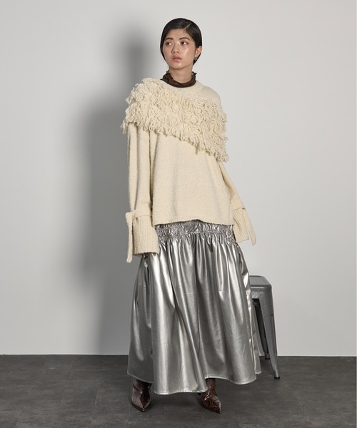 THE YOn(ザヨン)の「ループシャギーニットスヌード(ネックウォーマー/スヌード・レディース・アイボリー/ブラック/グレー・FREE)」の17枚目の写真