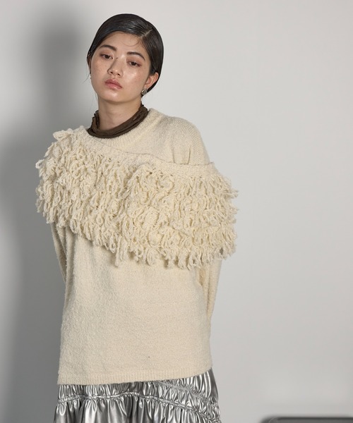 THE YOn(ザヨン)の「ループシャギーニットスヌード(ネックウォーマー/スヌード・レディース・アイボリー/ブラック/グレー・FREE)」の13枚目の写真