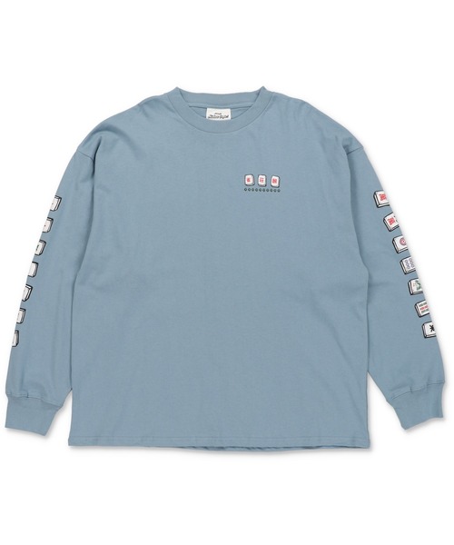 SPINNS(スピンズ)の「ストリート/袖プリントロンT 麻雀(Tシャツ/カットソー・メンズ・アッシュグレー/ブラック/ホワイト/ブルー系その他・ONESIZE)」の4枚目の写真