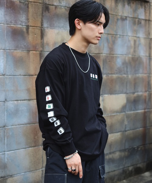 SPINNS(スピンズ)の「ストリート/袖プリントロンT 麻雀(Tシャツ/カットソー・メンズ・アッシュグレー/ブラック/ホワイト/ブルー系その他・ONESIZE)」の13枚目の写真