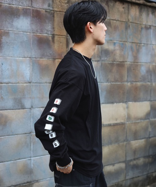 SPINNS(スピンズ)の「ストリート/袖プリントロンT 麻雀(Tシャツ/カットソー・メンズ・アッシュグレー/ブラック/ホワイト/ブルー系その他・ONESIZE)」の14枚目の写真