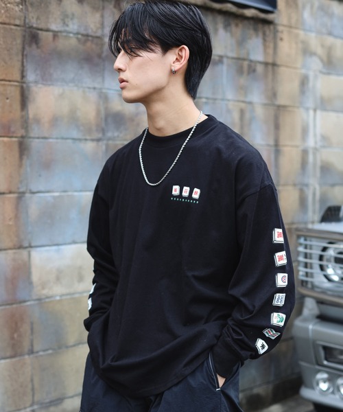 SPINNS(スピンズ)の「ストリート/袖プリントロンT 麻雀(Tシャツ/カットソー・メンズ・アッシュグレー/ブラック/ホワイト/ブルー系その他・ONESIZE)」の16枚目の写真