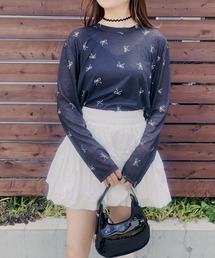 Newlyme | メニーリボンプリントシアートップス(Tシャツ/カットソー)