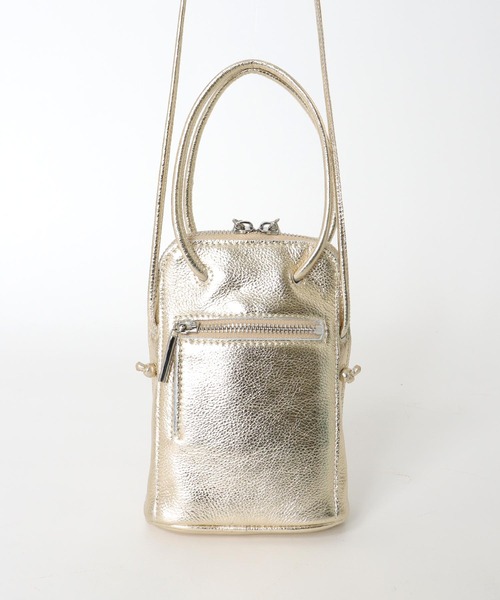 Jines(ジネス)の「カウレザー ブガッティ型2WAYミニショルダーBAG(ショルダーバッグ・レディース・ゴールド/シルバー・フリー)」の19枚目の写真