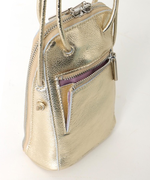 Jines(ジネス)の「カウレザー ブガッティ型2WAYミニショルダーBAG(ショルダーバッグ・レディース・ゴールド/シルバー・フリー)」の22枚目の写真