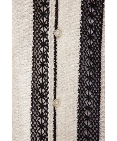 AZUL by moussy（アズールバイマウジー）の「メッシュ開襟長袖シャツ（シャツ/ブラウス・メンズ・ホワイト系その他/ブラック系その他/ベージュ系その他・FREE）」の4枚目の写真