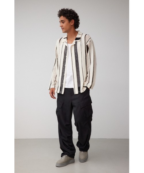 AZUL by moussy（アズールバイマウジー）の「メッシュ開襟長袖シャツ（シャツ/ブラウス・メンズ・ホワイト系その他/ブラック系その他/ベージュ系その他・FREE）」の12枚目の写真