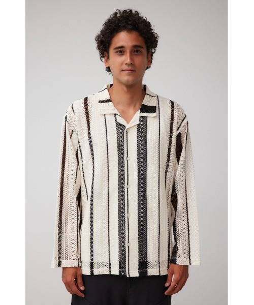 AZUL by moussy（アズールバイマウジー）の「メッシュ開襟長袖シャツ（シャツ/ブラウス・メンズ・ホワイト系その他/ブラック系その他/ベージュ系その他・FREE）」の11枚目の写真