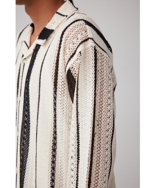 AZUL by moussy（アズールバイマウジー）の「メッシュ開襟長袖シャツ（シャツ/ブラウス・メンズ・ホワイト系その他/ブラック系その他/ベージュ系その他・FREE）」の7枚目の写真