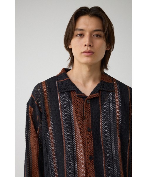 AZUL by moussy（アズールバイマウジー）の「メッシュ開襟長袖シャツ（シャツ/ブラウス・メンズ・ホワイト系その他/ブラック系その他/ベージュ系その他・FREE）」の15枚目の写真