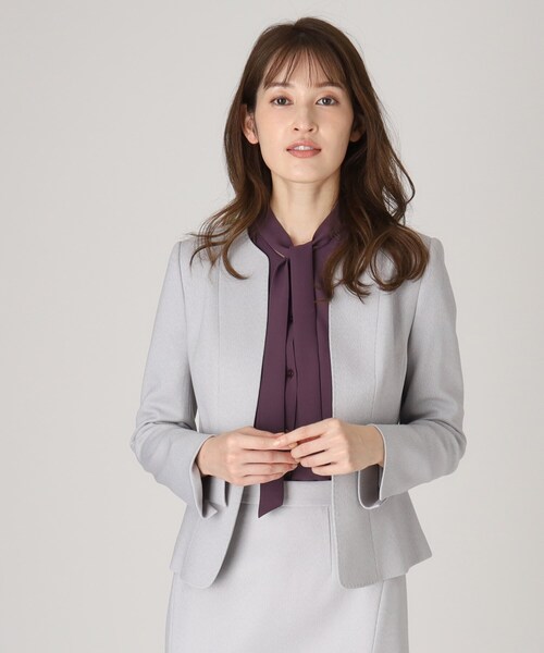 【セール】【洗える／日本製／通勤／スーツ可】360°美シルエット！優しく華やかなノーカラージャケット（テーラードジャケット）｜COUP DE CHANCE（クードシャンス）
