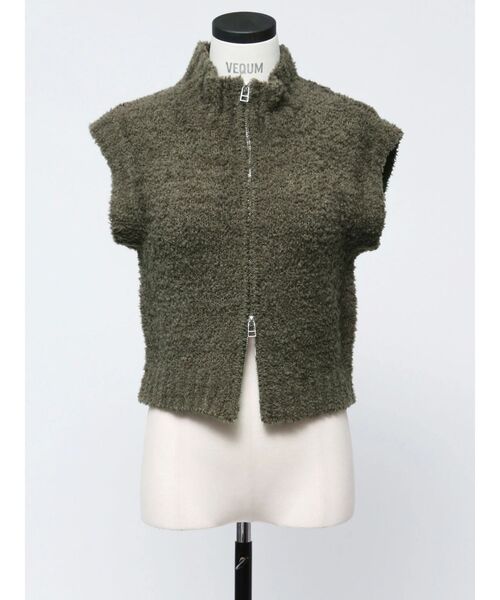 VEQUM(VEQUM)の「【VEQUM】CURL KNIT VEST(ニット/セーター・レディース・カーキ/ブラック/アイボリー・FREE)」の5枚目の写真