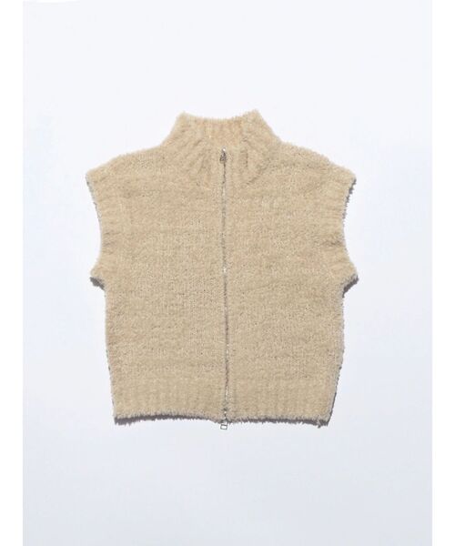 VEQUM(VEQUM)の「【VEQUM】CURL KNIT VEST(ニット/セーター・レディース・カーキ/ブラック/アイボリー・FREE)」の2枚目の写真