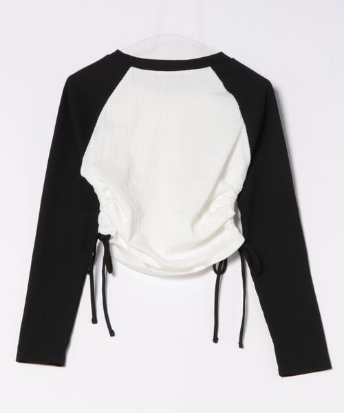 GORGE(ゴージ)の「《花ロゴ×脇ギャザー》レディース リブカットソー 長袖Tシャツ 体型カバー 春秋(Tシャツ/カットソー・レディース・ブルー/ブラック/モカ・F)」の11枚目の写真