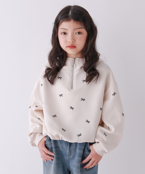 10C REPIPI（ジューシーレピピ）の「【10C REPIPI】リボンガラハーフZIPパーカー（パーカー・キッズ・ピンク/グレー/アイボリー・130cm/110cm/120cm）」の18枚目の写真