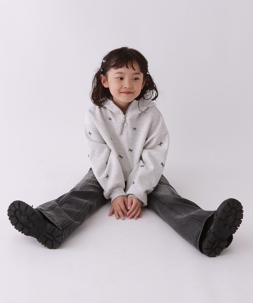 10C REPIPI（ジューシーレピピ）の「【10C REPIPI】リボンガラハーフZIPパーカー（パーカー・キッズ・ピンク/グレー/アイボリー・130cm/110cm/120cm）」の9枚目の写真