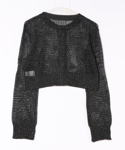 STYLEBLOCK（スタイルブロック）の「ラメシアーダメージニットクロップドカーディガン（カーディガン/ボレロ・レディース・ベージュ/ブラック/オフホワイト/グレー・M）」の5枚目の写真