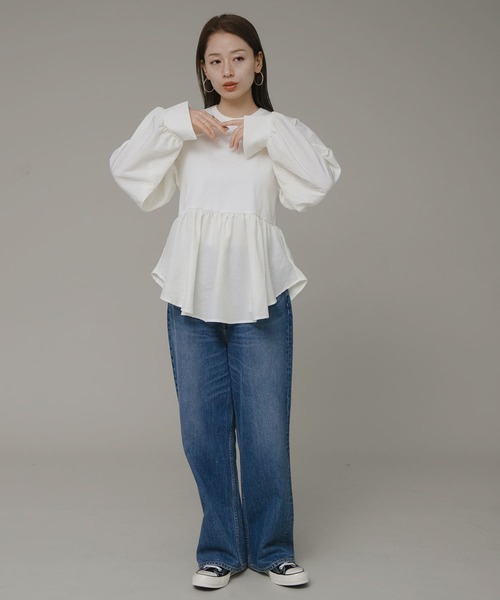 URBAN RESEARCH Sonny Label(アーバンリサーチサニーレーベル)の「異素材切替ペプラムプルオーバー(Tシャツ/カットソー・レディース・ブラック/オフホワイト/ベージュ系その他・FREE)」の11枚目の写真