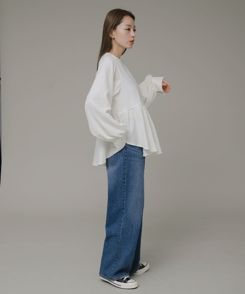 URBAN RESEARCH Sonny Label(アーバンリサーチサニーレーベル)の「異素材切替ペプラムプルオーバー(Tシャツ/カットソー・レディース・ブラック/オフホワイト/ベージュ系その他・FREE)」の12枚目の写真