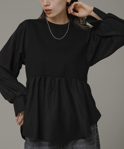 URBAN RESEARCH Sonny Label(アーバンリサーチサニーレーベル)の「異素材切替ペプラムプルオーバー(Tシャツ/カットソー・レディース・ブラック/オフホワイト/ベージュ系その他・FREE)」の15枚目の写真