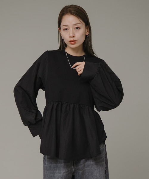URBAN RESEARCH Sonny Label(アーバンリサーチサニーレーベル)の「異素材切替ペプラムプルオーバー(Tシャツ/カットソー・レディース・ブラック/オフホワイト/ベージュ系その他・FREE)」の17枚目の写真