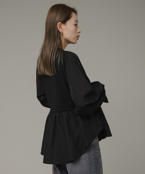 URBAN RESEARCH Sonny Label(アーバンリサーチサニーレーベル)の「異素材切替ペプラムプルオーバー(Tシャツ/カットソー・レディース・ブラック/オフホワイト/ベージュ系その他・FREE)」の18枚目の写真