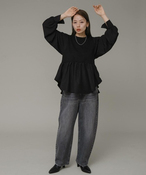 URBAN RESEARCH Sonny Label(アーバンリサーチサニーレーベル)の「異素材切替ペプラムプルオーバー(Tシャツ/カットソー・レディース・ブラック/オフホワイト/ベージュ系その他・FREE)」の21枚目の写真